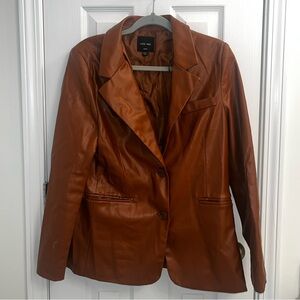 Love Tree Leather Blazer - Brown/ Chocolate - Size Large